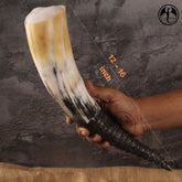 Curved Viking Drinking Horn w/ Iron Stand